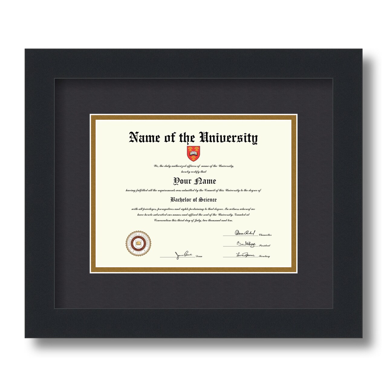 ArtToFrames 6x8 inch Diploma Frame - Framed with Black and Gold Mats, Comes with Regular Glass and Sawtooth Hanger for Wall Hanging (D-6x8)
